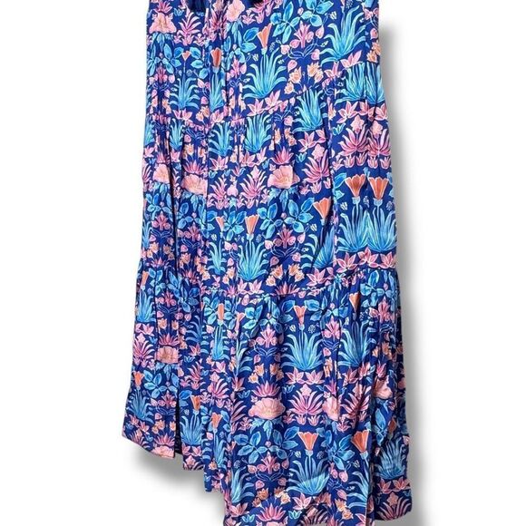 J. Mclaughlin Chessie Silk-Blend A-Line Tiered Skirt Print Dress Women’s Size S - Picture 7 of 9